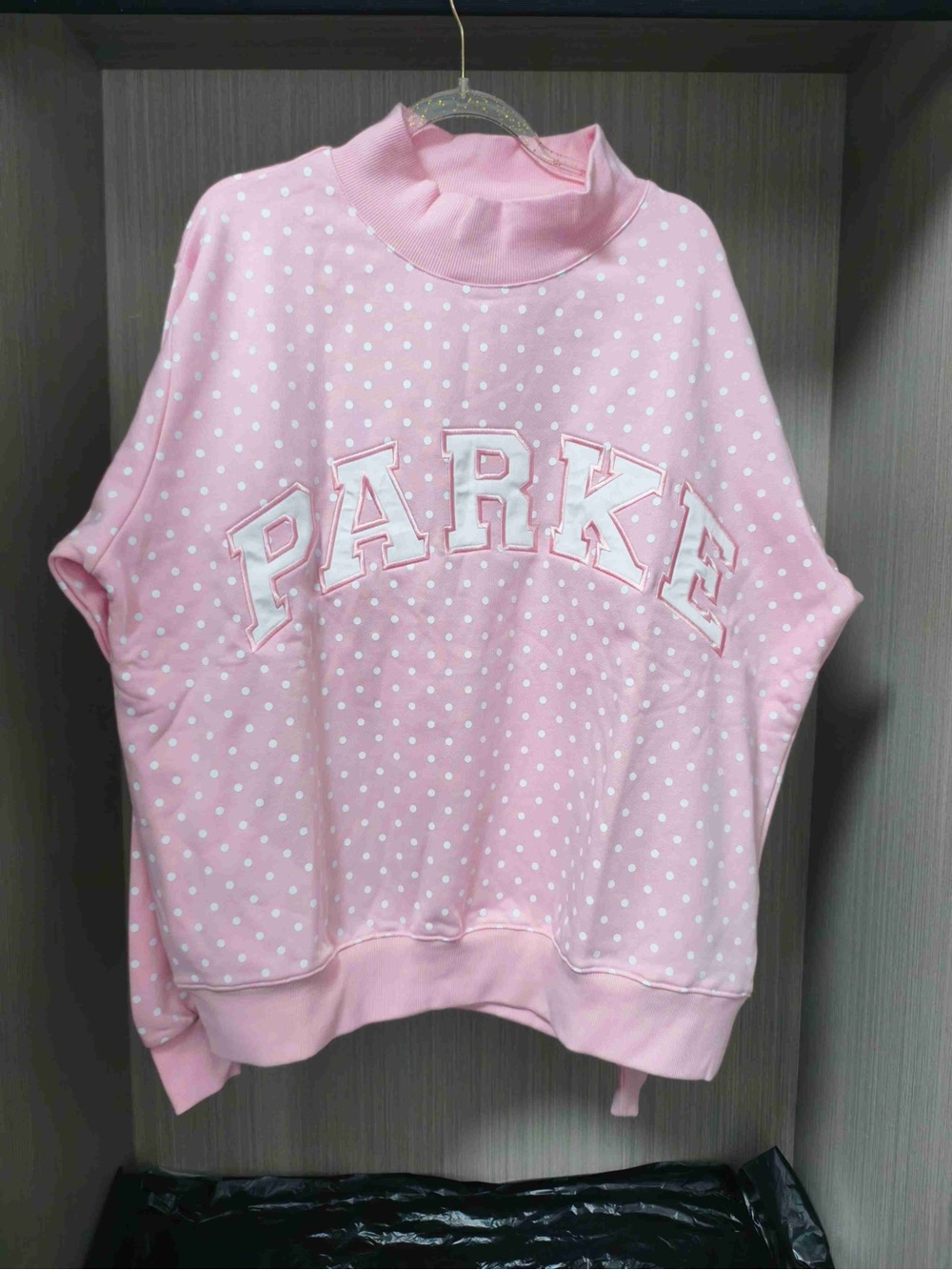 PARKE Pink Polka Dot Cowl-Neck Sweater